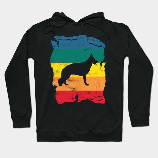 German Shepherd Dog Distressed Vintage Retro Silhouette Hoodie by DoggyStyles